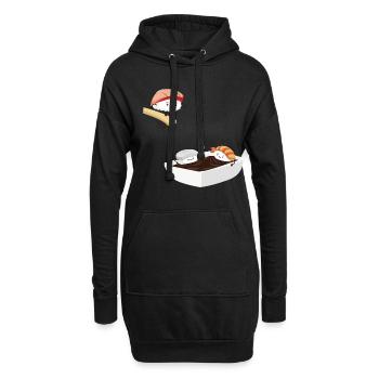 Sushi Bad Lustig - Hoodie-Kleid - Schwarz - Vorne