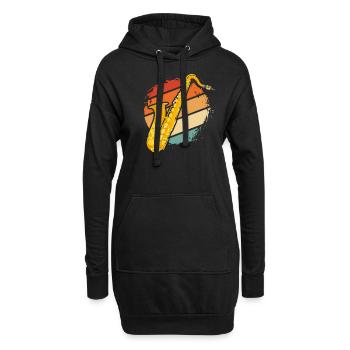 saxophone - Sweat-shirt à capuche long Femme - noir - Devant