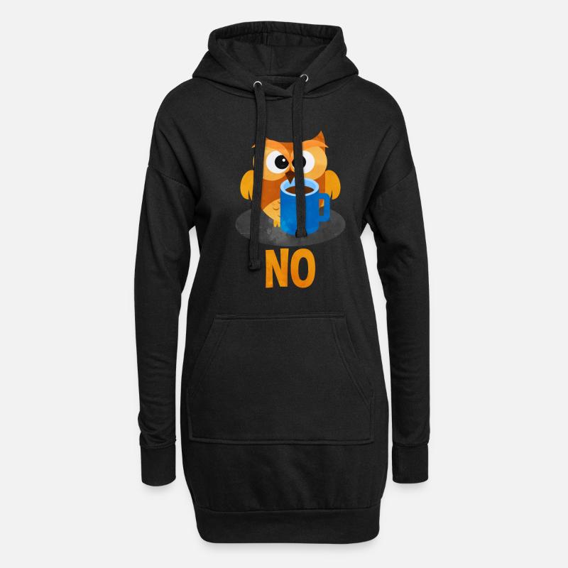 Eule - Hoodie-Kleid - Schwarz