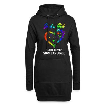Just A Girl Who Loves Sign Language ASL Love - Hoodie-Kleid - Schwarz - Vorne