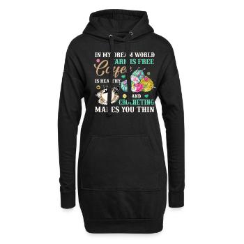 Le fil des amateurs de crochet est gratuit Le café est sain - Sweat-shirt à capuche long Femme - noir - Devant