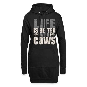 Kuh Liebhaber Kuh Bauer Geschenkidee - Hoodie-Kleid - Schwarz - Vorne