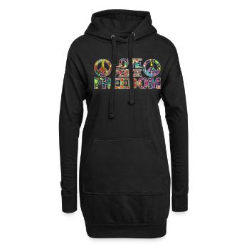 Liebe Frieden und Freiheit Geschenk Psychedelic - Hoodie-Kleid - Schwarz - Vorne