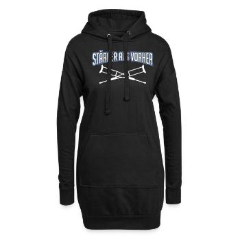Sportverletzung Kreuzbandriss Knie Krücken - Hoodie-Kleid - Schwarz - Vorne