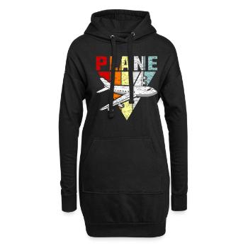 Flugzeug - Hoodie-Kleid - Schwarz - Vorne