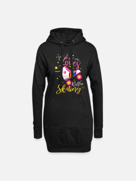 Ein Mädchen das Rollschuhe liebt Geschenkidee - Hoodie-Kleid - Schwarz