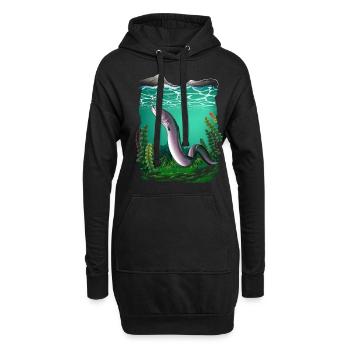 Anguille pêche pêche pêcheur pêcheur - Sweat-shirt à capuche long Femme - noir - Devant