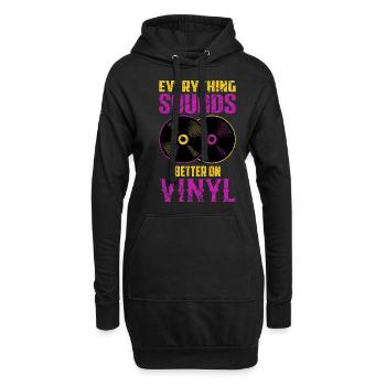 Platine vinyle DJ disques LP - Sweat-shirt à capuche long Femme - noir - Devant