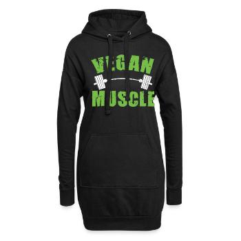 Vegan Bodybuilding Muskeln Training Gym - Hoodie-Kleid - Schwarz - Vorne