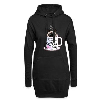 Une bonne journée commence avec un café et un chat Birman - Sweat-shirt à capuche long Femme - noir - Devant