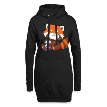 Red Panda Bubble Tea Cadeau Boba Tea Panda Rouge - Sweat-shirt à capuche long Femme - noir - Devant
