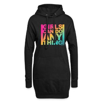 Girls can do anything - Femme - Girls Power - Sweat-shirt à capuche long Femme - noir - Devant