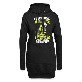 Feuerwehr Legenden – Geboren im Oktober - Hoodie-Kleid - Schwarz - Vorne