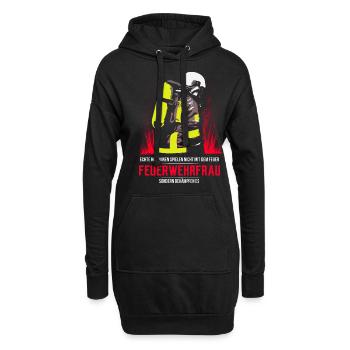 Echte Heldinnen sind Feuerwehrfrauen - Hoodie-Kleid - Schwarz - Vorne