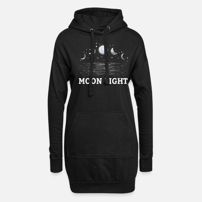 Clair de lune phases de lune astrologie lune - Sweat-shirt à capuche long Femme - noir