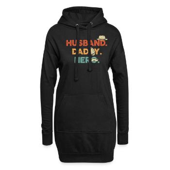 Papa papa - Sweat-shirt à capuche long Femme - noir - Devant