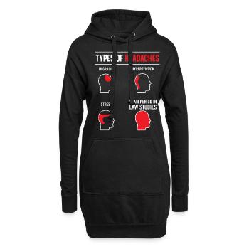 Étudiants en droit types de maux de tête dictons drôles - Sweat-shirt à capuche long Femme - noir - Devant