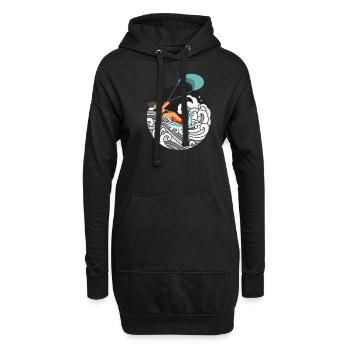 kite surf - Sweat-shirt à capuche long Femme - noir - Devant
