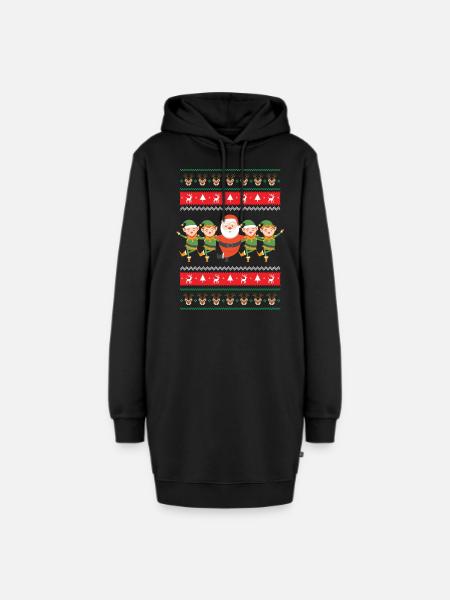 Weihnachten - Hoodie-Kleid - Schwarz