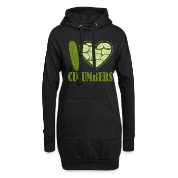 Gurke Grünes Gemüsegeschenk - Hoodie-Kleid - Schwarz - Vorne
