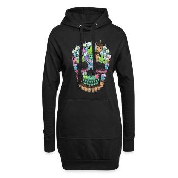 Bubble Tea Totenkopf Geschenk Boba Tea Bubble Tea - Hoodie-Kleid - Schwarz - Vorne