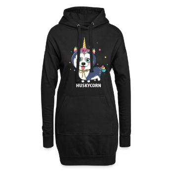 Husky sled dogs - Hoodie Dress - black - Front
