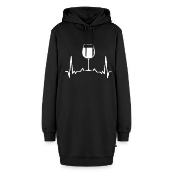 Vin battement de coeur verre à vin vin blanc vin rouge - Sweat-shirt à capuche long Femme - noir - Devant