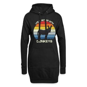 La vie est meilleure avec les ânes - Sweat-shirt à capuche long Femme - noir - Devant