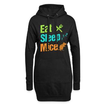 Mangez sommeil Souris Rat Souris Rongeur Animal Animal Cadeau - Sweat-shirt à capuche long Femme - noir - Devant