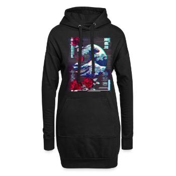 Japanischer Great Wave Off Kanagawa - Hoodie-Kleid - Schwarz - Vorne