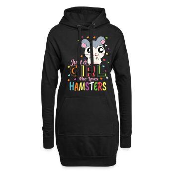 Hamster Mädchen Damen Lustiges Hamster Haustier - Hoodie-Kleid - Schwarz - Vorne