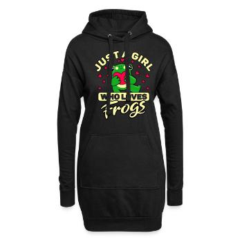 Just a girl who loves Frogs für Froschliebhaber - Hoodie-Kleid - Schwarz - Vorne