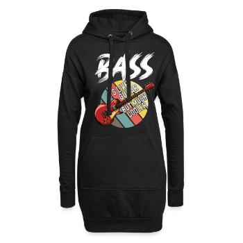 Guitare basse rock bassiste musicien concert - Sweat-shirt à capuche long Femme - noir - Devant