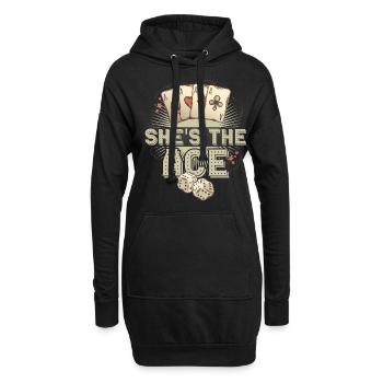 Poker Ass Pokerkarten Pokern Casino - Hoodie-Kleid - Schwarz - Vorne