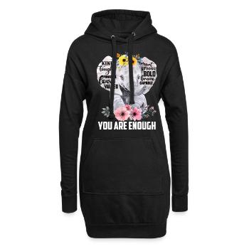 Elephant You Are Enough - Hoodie-Kleid - Schwarz - Vorne