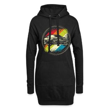 Rallye auto retro - Sweat-shirt à capuche long Femme - noir - Devant
