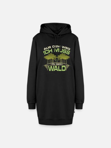 Muss in den Wald - Hoodie-Kleid - Schwarz