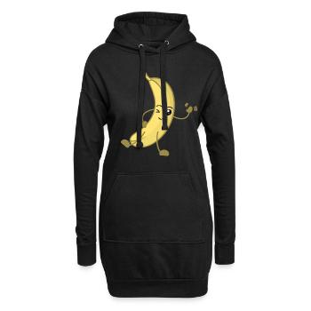 Banane Lustig - Hoodie-Kleid - Schwarz - Vorne