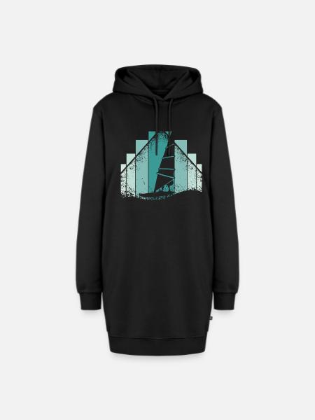 Windsurfing Retro - Hoodie-Kleid - Schwarz