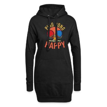 Tennis de table Ping Pong Me rend heureux - Sweat-shirt à capuche long Femme - noir - Devant