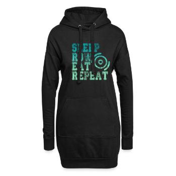 Lebens Concept für Ruderer SLEEP, ROW, EAT, REPEAT - Hoodie-Kleid - Schwarz - Vorne