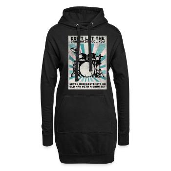 Schlagzeug Drum Sticks Schlagzeuger Opa - Sweat-shirt à capuche long Femme - noir - Devant