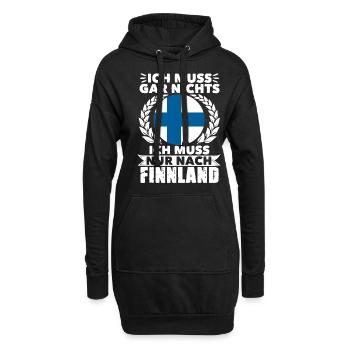 Ich Muss Gar Nichts Ich Muss Nur Nach Finnland - Hoodie-Kleid - Schwarz - Vorne