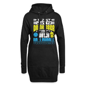 Volleyball and Beer - Hoodie-Kleid - Schwarz - Vorne