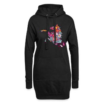 Floral Horse Equestrian Stall Pferde Renngeschenk - Hoodie-Kleid - Schwarz - Vorne