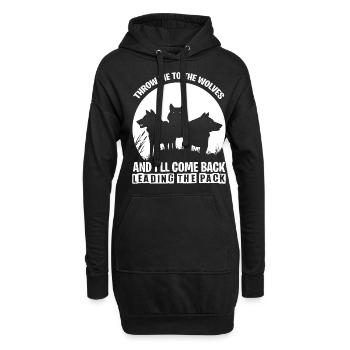 Wolf Pack Meute chien sauvage Animaux sauvages - Sweat-shirt à capuche long Femme - noir - Devant