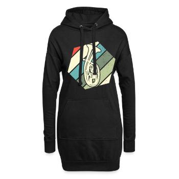 Ténor rétro instrument de musique musicien - Sweat-shirt à capuche long Femme - noir - Devant