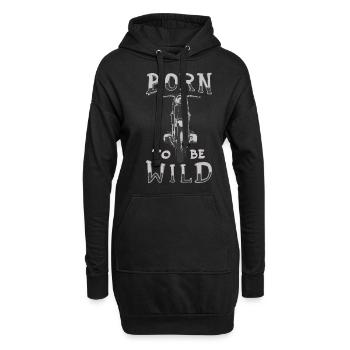 Born to Be Wild Biker Motorrad Motorradfahrer - Hoodie-Kleid - Schwarz - Vorne
