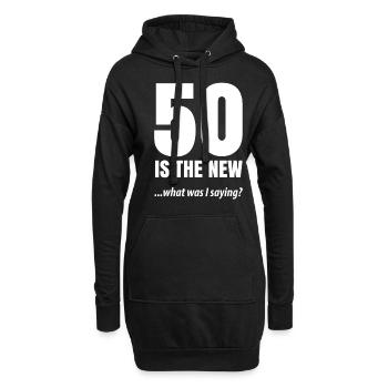 50e anniversaire - Sweat-shirt à capuche long Femme - noir - Devant