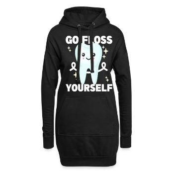 Go Floss Yourself Dentist Dentistry Dental Tooth - Hoodie-Kleid - Schwarz - Vorne